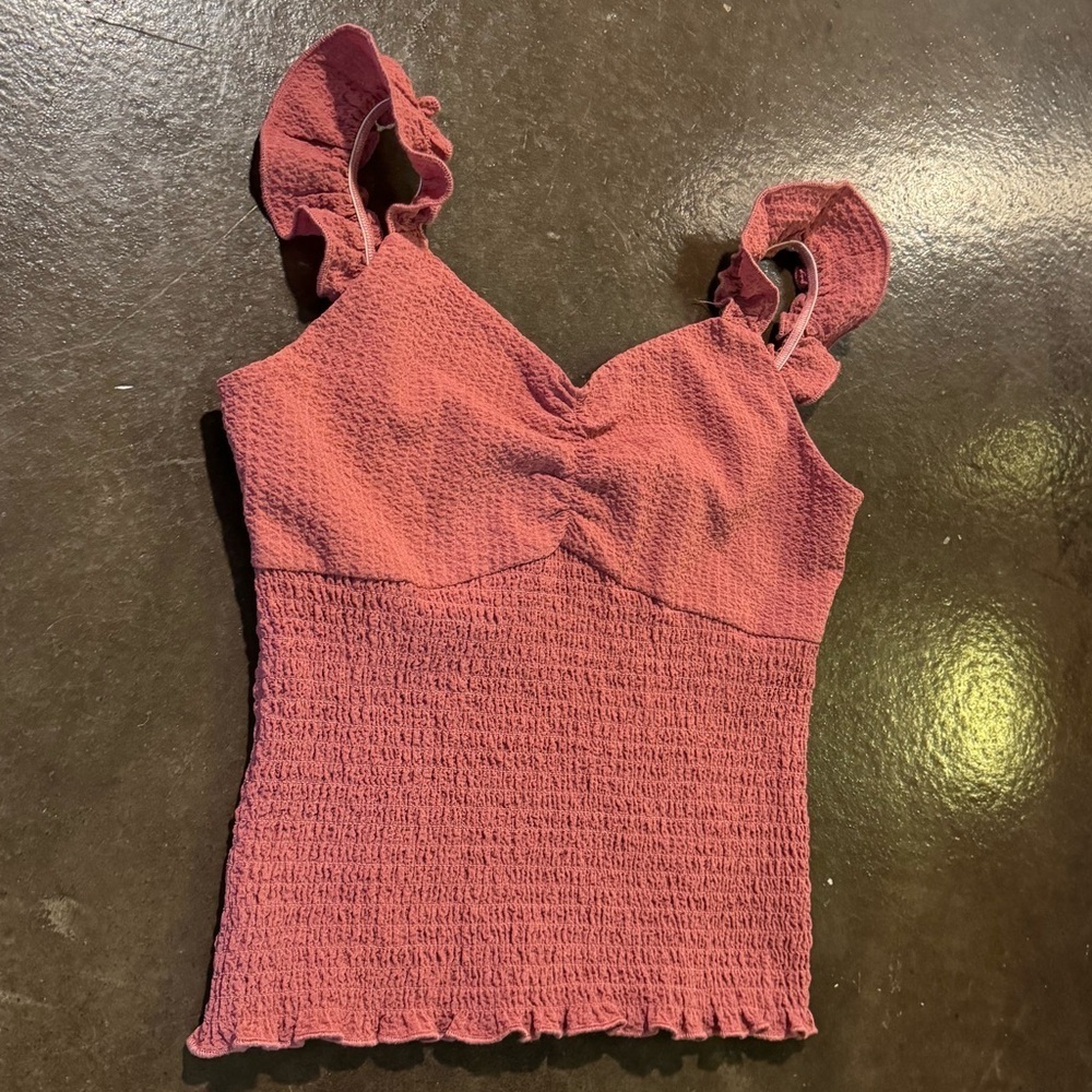 Tatiana Crinkle Tank Top Medium Coral - Picture 5 of 7